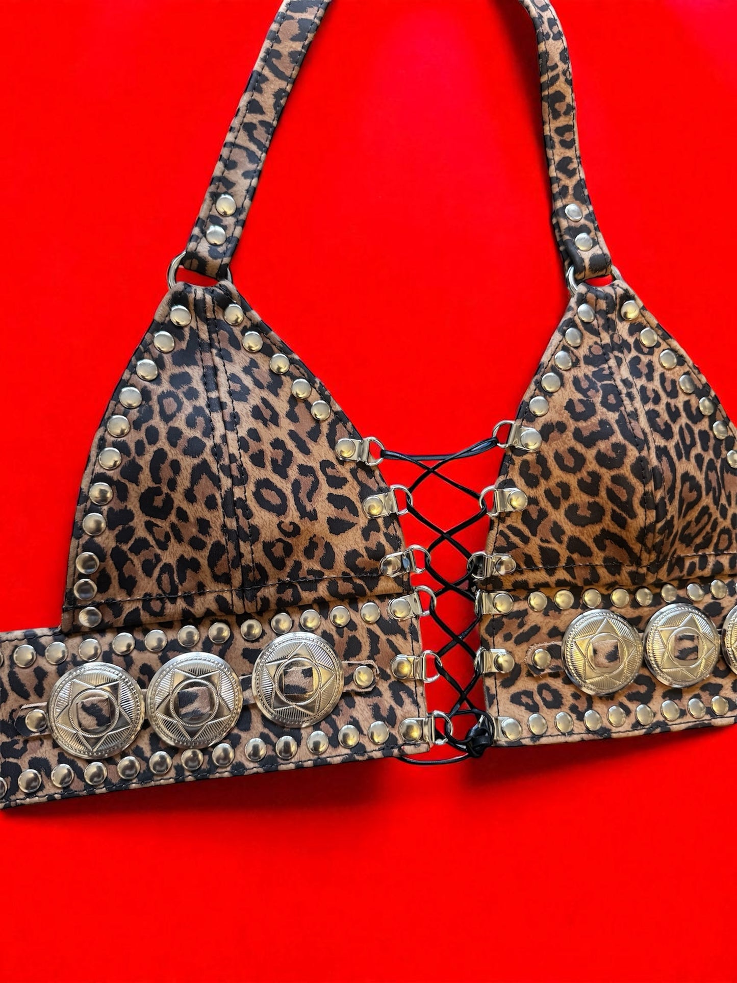 BARBWIRE CHEETAH HALTER TOP