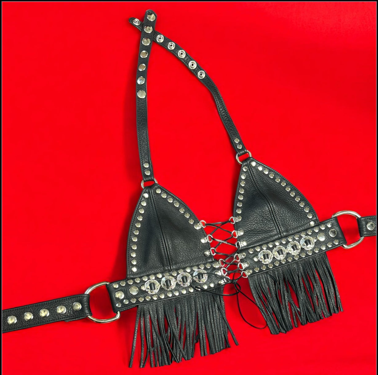 BARBWIRE HALTER TOP WITH TASSELS