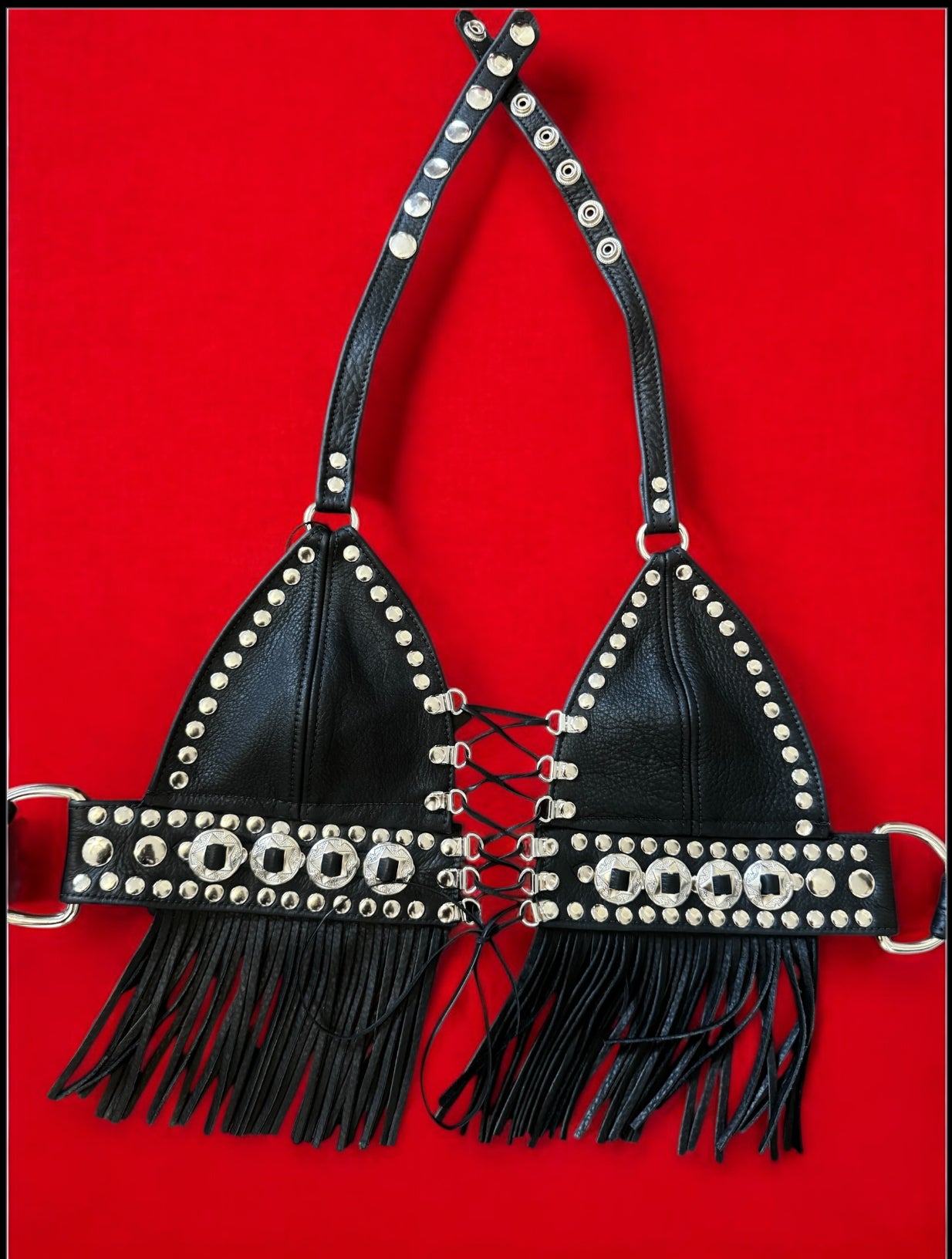 BARBWIRE HALTER TOP WITH TASSELS
